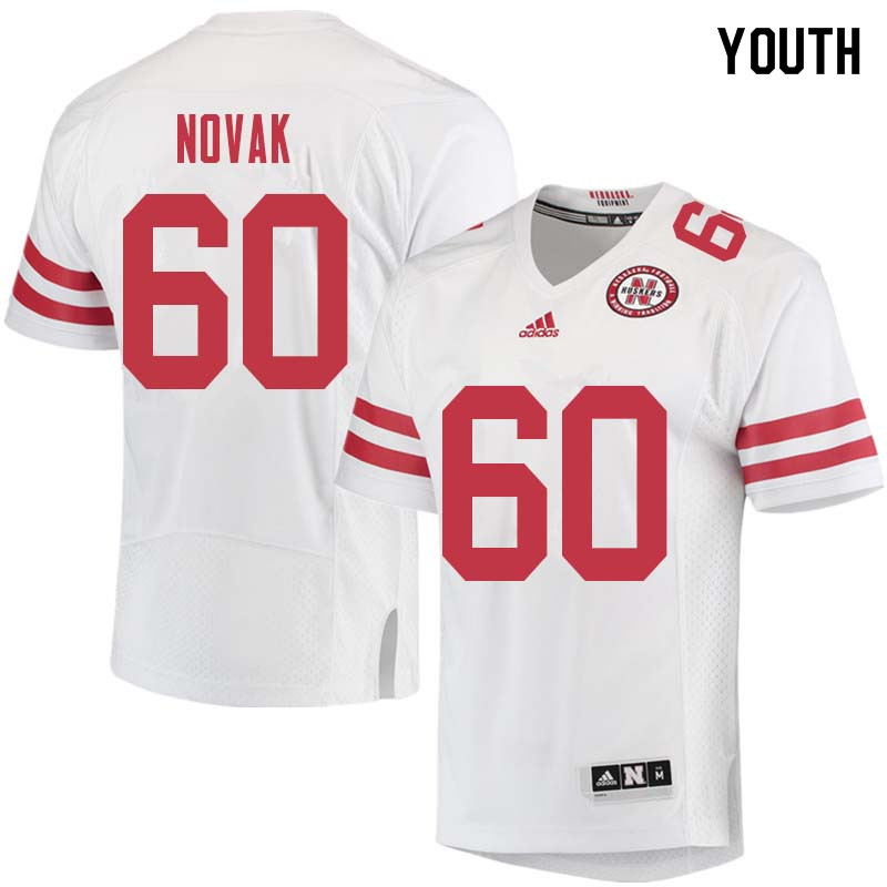 Youth #60 Tom Novak Nebraska Cornhuskers College Football Jerseys Sale-White - Click Image to Close